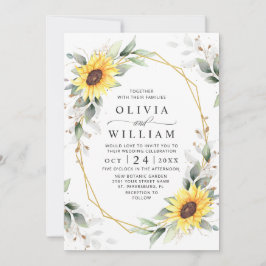 Elegant Sunflower Waterverf Greenery Wedding Kaart
