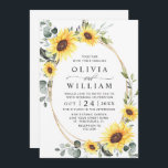 Elegant Sunflower Waterverf Greenery Wedding Kaart<br><div class="desc">Elegant Sunflower Waterverf Greenery Wedding Invitation.</div>
