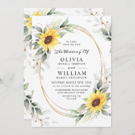 Elegant Sunflower Waterverf Greenery Wedding Kaart