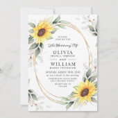 Elegant Sunflower Waterverf Greenery Wedding Kaart (Voorkant)