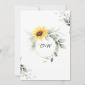 Elegant Sunflower Waterverf Greenery Wedding Kaart (Achterkant)