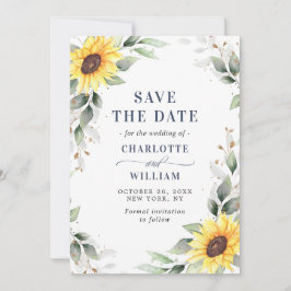Elegant Sunflower Waterverf Greenery Wedding Save The Date