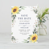 Elegant Sunflower Waterverf Greenery Wedding Save The Date (Staand voorkant)