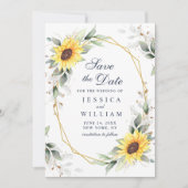 Elegant Sunflower Waterverf Greenery Wedding Save The Date (Voorkant)
