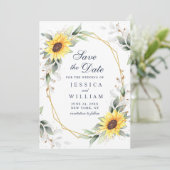 Elegant Sunflower Waterverf Greenery Wedding Save The Date (Staand voorkant)