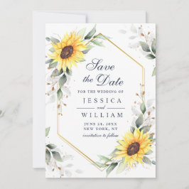 Elegant Sunflower Waterverf Greenery Wedding Save The Date