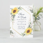 Elegant Sunflower Waterverf Greenery Wedding Save The Date (Staand voorkant)