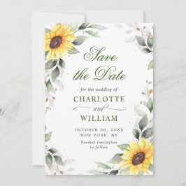 Elegant Sunflower Waterverf Greenery Wedding Save The Date