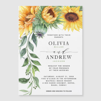 Elegant Sunflower Waterverf Modern Wedding Invite