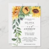 Elegant Sunflower Waterverf Modern Wedding Kaart (Voorkant)