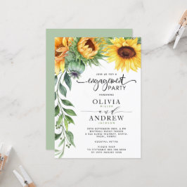 Elegant Sunflower Waterverf Moderne Verloving Kaart