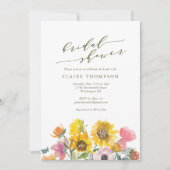 Elegant Sunflower Waterverf Script Vrijgezellenfee Kaart (Voorkant)