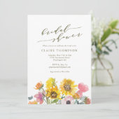 Elegant Sunflower Waterverf Script Vrijgezellenfee Kaart (Staand voorkant)