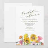 Elegant Sunflower Waterverf Script Vrijgezellenfee Kaart (Voorkant / Achterkant)