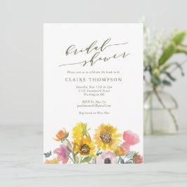 Elegant Sunflower Waterverf Script Vrijgezellenfee Kaart