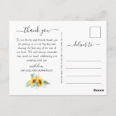 Elegant Sunflower Weddenschap Floral Hartelijk dan Briefkaart (Achterkant)