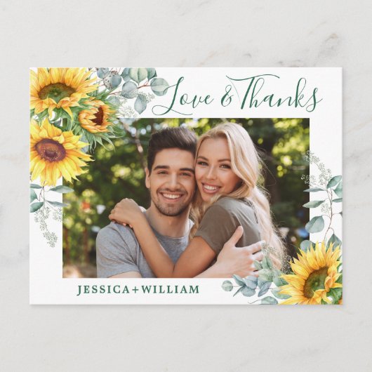 Elegant Sunflower Weddenschap Floral Hartelijk dan Briefkaart (Voorkant)