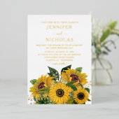 Elegant Sunflower Weddenschap Gold Folie Uitnodiging (Staand Voorkant)
