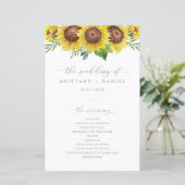 Elegant Sunflower Wedding Ceremony Programme (Staand voorkant)