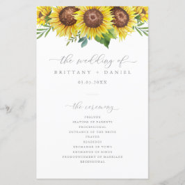 Elegant Sunflower Wedding Ceremony Programme