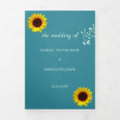 Elegant Sunflower Wedding Drieluik Uitnodiging (Cover)