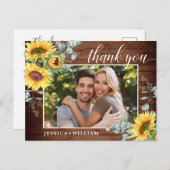 Elegant Sunflower Wedding Floral Hartelijk dank Briefkaart (Voorkant / Achterkant)