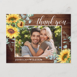 Elegant Sunflower Wedding Floral Hartelijk dank Briefkaart
