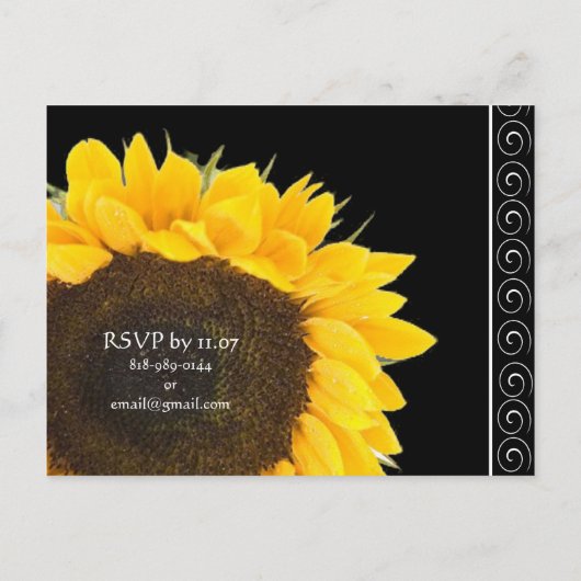 Elegant SunFlower Wedding Invitation Uitnodiging Briefkaart (Achterkant)