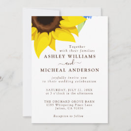 Elegant Sunflower Wedding Invitation With Photo Kaart