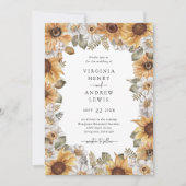 Elegant Sunflower Wedding Invitations Kaart (Voorkant)