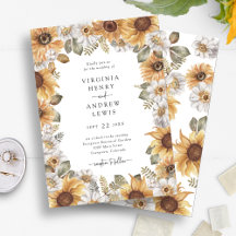 Elegant Sunflower Wedding Invitations