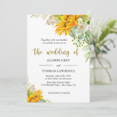 Elegant Sunflower Wedding Kaart (Staand voorkant)