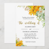 Elegant Sunflower Wedding Kaart (Voorkant / Achterkant)