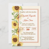 Elegant Sunflower Wedding Kaart (Voorkant)