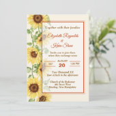 Elegant Sunflower Wedding Kaart (Staand voorkant)