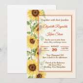 Elegant Sunflower Wedding Kaart (Voorkant / Achterkant)