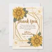 Elegant Sunflower Wedding Line Gold Lijst Bedankkaart (Voorkant)