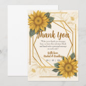 Elegant Sunflower Wedding Line Gold Lijst Bedankkaart (Voorkant / Achterkant)