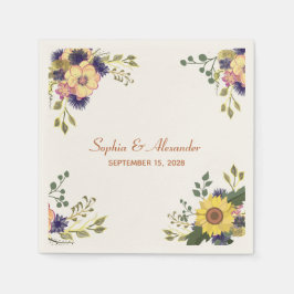 Elegant Sunflower Wedding Napkins Servet