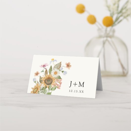 Elegant Sunflower Wedding Plaatskaartje (Achterkant)