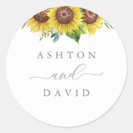 Elegant Sunflower Wedding Ronde Sticker