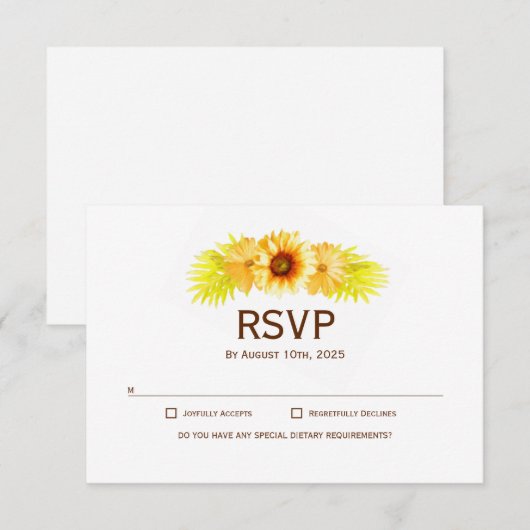 Elegant Sunflower Wedding RSVP (Voorkant / Achterkant)