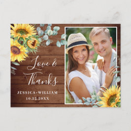 Elegant Sunflower Wedding Rustic Bedankt Briefkaart