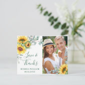 Elegant Sunflower Wedding Rustic Dank je wel FOTO Briefkaart (Staand voorkant)