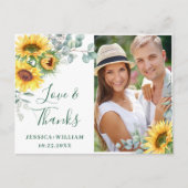 Elegant Sunflower Wedding Rustic Dank je wel FOTO Briefkaart (Voorkant)