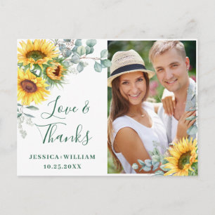 Elegant Sunflower Wedding Rustic Dank je wel FOTO Briefkaart