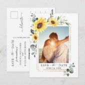 Elegant Sunflower Wedding Save the Date Photo QR Briefkaart (Voorkant / Achterkant)