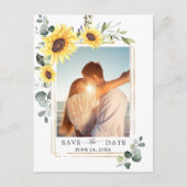 Elegant Sunflower Wedding Save the Date Photo QR Briefkaart (Voorkant)