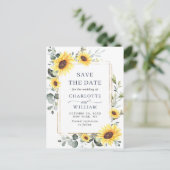 Elegant Sunflower Wedding Save the Date QR Code Briefkaart (Staand voorkant)
