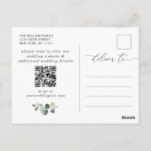 Elegant Sunflower Wedding Save the Date QR Code Briefkaart (Achterkant)